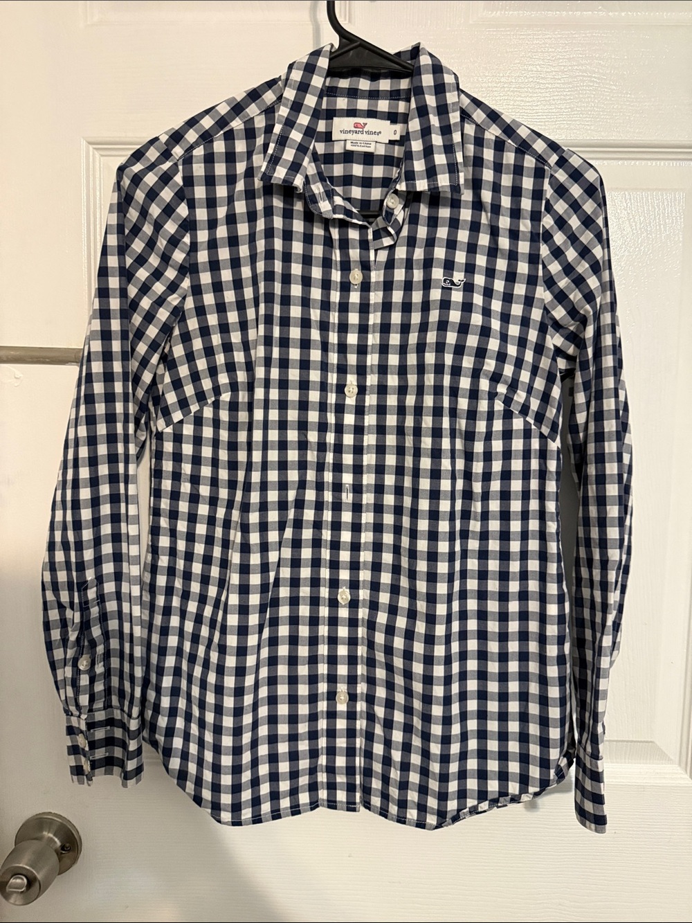 Vineyard Vines Navy and White Gingham Button-Down Shirt